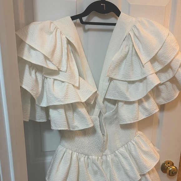 Chic Cream Ruffled Mini Dress - Picture 2 of 3